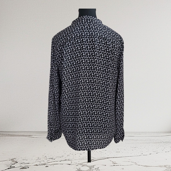 Nine West Black and White Geometric Blouse Size L - Picture 3 of 6